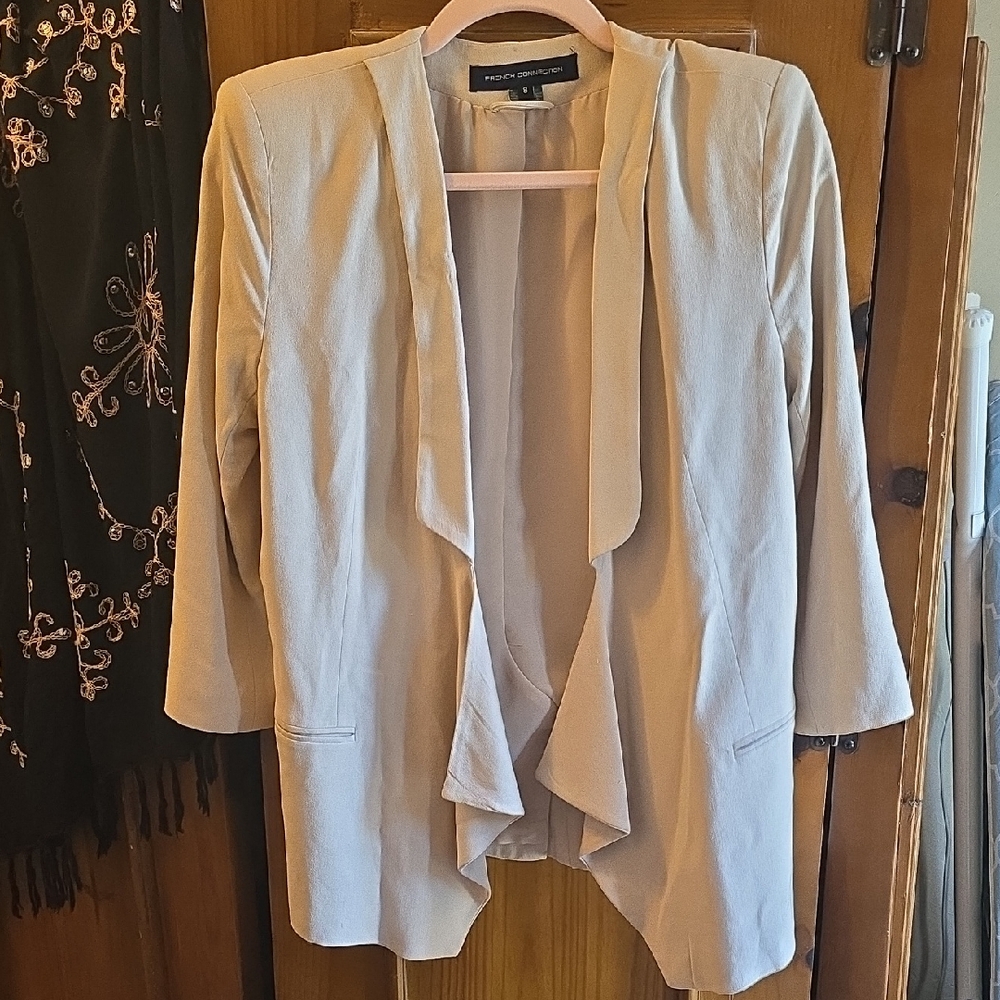 French Connection Women's Beige Draped Jacket Size 8